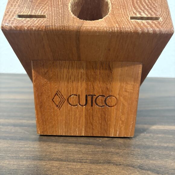 Cutco Homemaker Solid Honey Oak Wood 10-Slot Knife Block Made In USA 8 x 10 x 5 - Picture 12 of 13